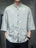 Men's Summer Casual Chinese Style Clouds Jacquard Half Sleeve TangSuit Shirt