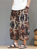 Men's Ethnic Style Contrast Color Print Beach Capri Pants