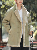 ‌Men's Winter Warm Faux Suede Thermal Lined Buttons Lapel Coats