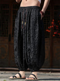 Men's Chinese Style Textured Jacquard Baggy Cropped Harem Pants