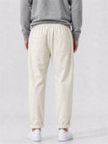 Mens Cotton Linen Pants Drawstring Elastic Waist Casual Trousers
