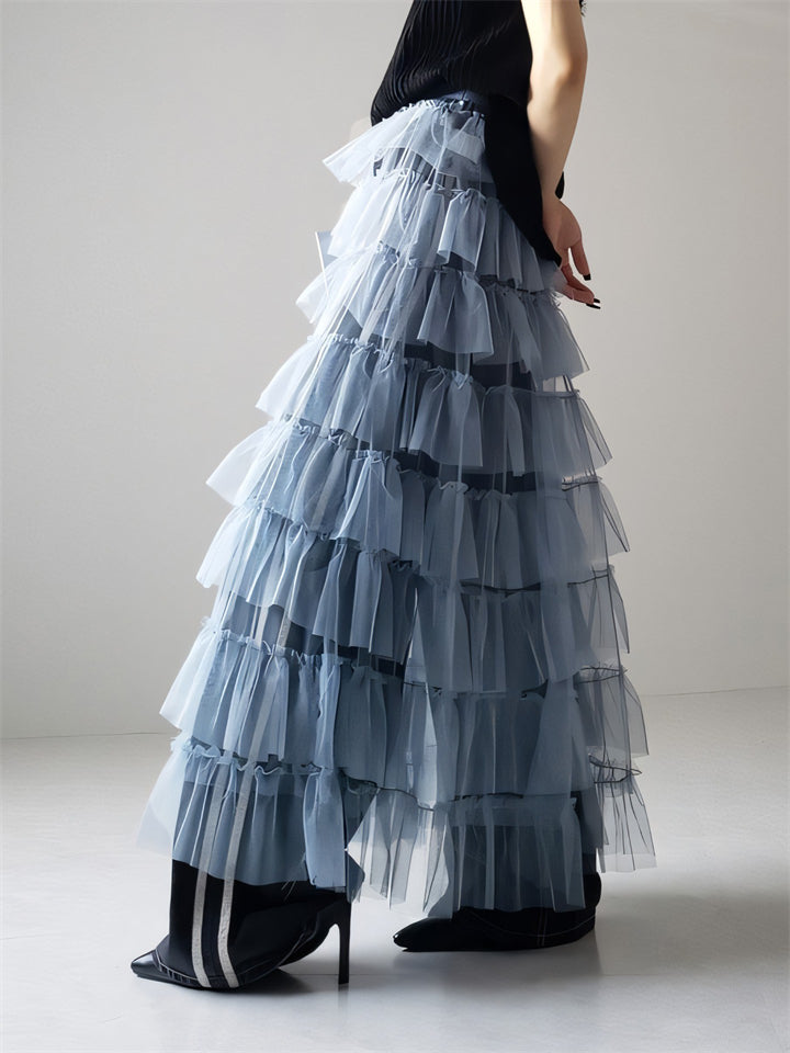 Women's Fluffy Multilayer Mesh Transparent A-Line Skirt