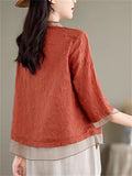 Women's Summer Retro Chinese Style Holiday Embroidery Half Sleeve Shirts