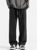 Mens Casual Corduroy Wide Leg Drawstring Pants