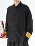 Men's Mandarin Collar Chinese Tang Suit Jacquard Kung Fu Shirts