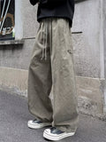 Men's Cool Retro Washed Wide-leg Cotton Cargo Pants