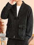 Mens' Japanese Style Retro Denim Cardigan Jacket