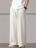 Men's Solid Color Cotton Linen Loose Wide Leg Pants