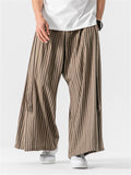 Men's Retro Cotton Linen Stripe Wide Leg Straight Pants