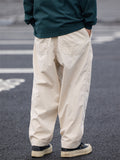 Men Vintage Cotton Wide Leg Elastic Waist Baggy Cropped Pants
