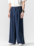 Summer Men's Comfy Solid Color Linen Wide Leg Pants
