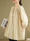 Women's Casual Solid color V Neck 3/4 Sleeve Shirts
