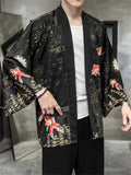 Loose Chinese Zen Style Print Long Sleeve Cardigan for Men