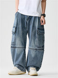 High Street Casual Patchwork Pockets Cargo Jeans for Men
