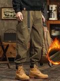 ‌Men's Stylish Mid Waist Loose Fit Multi-Pocket Workwear Jogger Pants