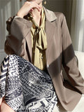 Women's Drape Satin Solid Color Long Sleeve Suit Jacket