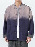 Men's Chinese Style Gradient Stand Collar Long Sleeve TangSuit Jackets