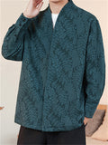 Men Chinese Style Vintage Floral Print Button Up Long Sleeve Shirts