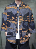 Men's Summer Trendy Chinese Style Printed Button Up TangSuit Shirt