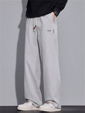 Men's Letter Embroidery Loose Fit Straight Leg Denim Pants
