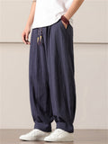 Men's Chinese Style Simple Casual Baggy Linen Blend Harem Pants