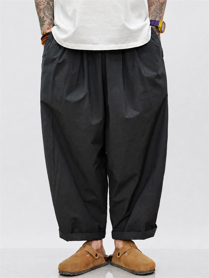 Mens Casual Harem Pants Cropped Relaxed Fit Trousers