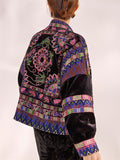 Women's Long Sleeve Geometric Pattern Embroidered Cotton-padded Jacket