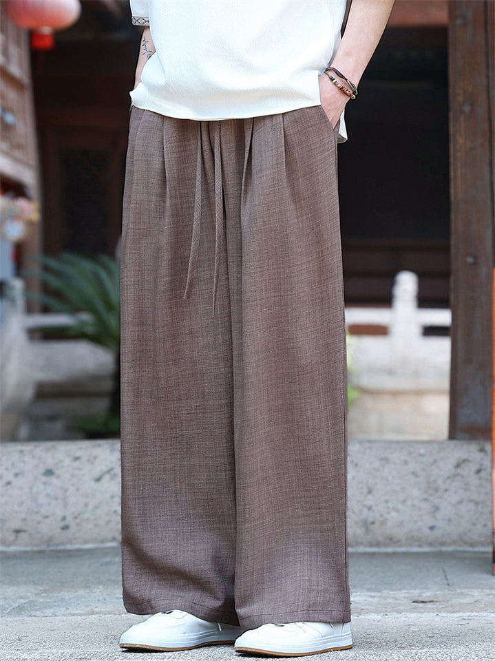 Men Comfy Summer Japanese Streetwear Baggy Wide Leg Pants