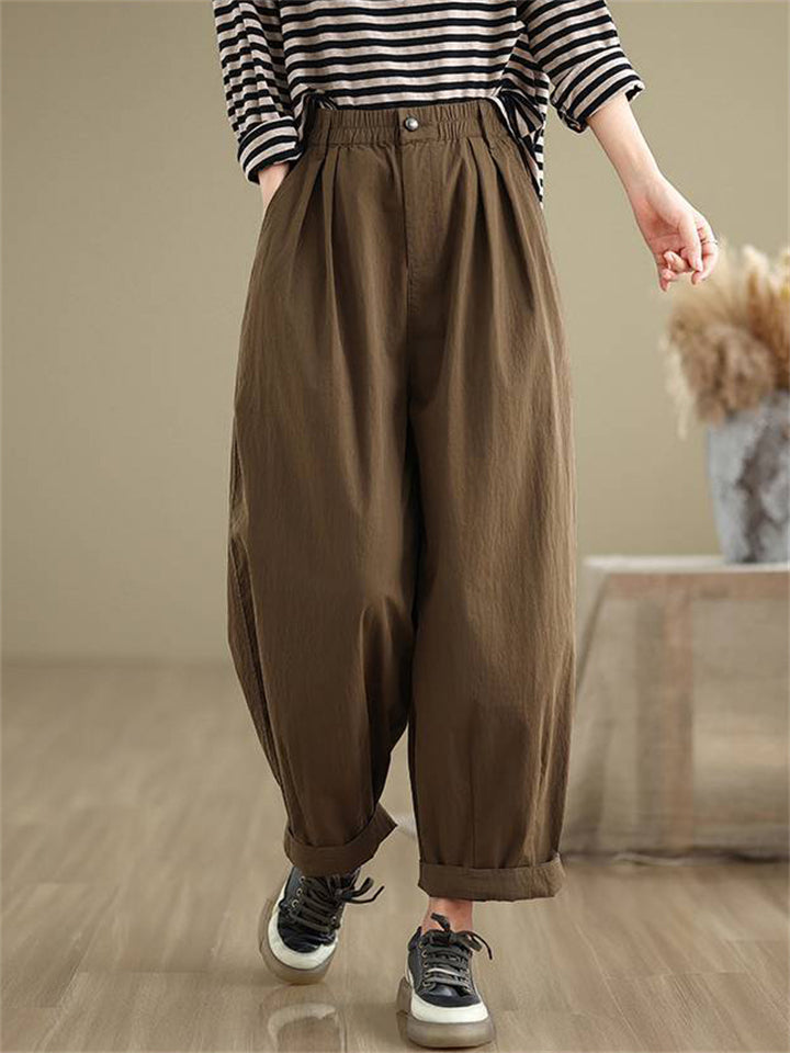 Women's Retro Solid Color Wide-Leg Harem Pants