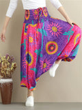 Casual Print  Drop Crotch Pants Travel Pants for Women