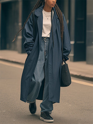 Women's Maxi Length Long Denim Trench Coat
