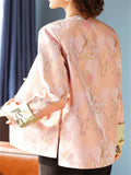Chinese Style Women's Flowers Print Contrast Color Long Sleeve Jacket