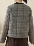 Women's Autumn Vintage Plaid Button Up Pockets Long Sleeve Coats