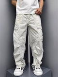 Men Baggy Drawstring Wide Leg Loose Fit Outdoor Cargo Pants
