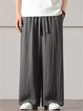 Men's Solid Color Cotton Linen Loose Wide Leg Pants