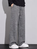 ‌Men's Loose Fit Casual Straight Leg Pants with Snowflake Dyeing and Drawstring