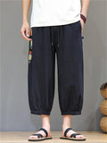 Men's Retro Ethnic Style Contrast Color Casual Beach Capri Pants