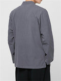 Men's Casual Chinese Style Button Stand Collar Long Sleeve Shirt