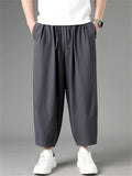 Men Japanese Style Ice Silk Quick Dry Baggy Harem Joggers Pants