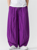 Japanese Style Casual Summer Pleated Wide Leg Cargo Pants Unisex