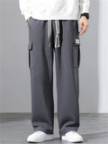 Men Casual Cargo Sweatpants Drawstring Baggy Wide Leg Pants