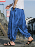 Men's Vintage Chinese Style Dragon Print Ice Silk Pants