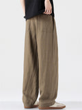 Men's Japanese Style Loose Fit Casual Cotton Linen Wide Leg Pants