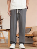 Mens Summer Breathable Linen Blend Drawstring Loose Fit Pants
