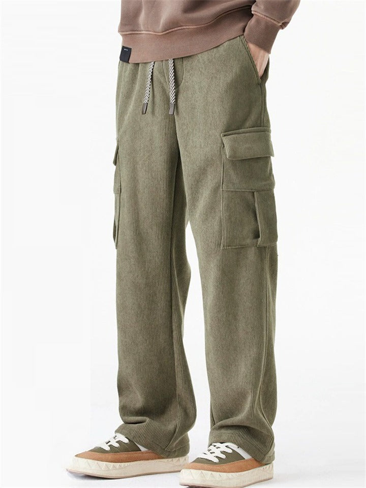 ‌ Thermal Lined Corduroy Cargo Pants for Men with Multiple Pockets‌