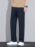Mens Lightweight Ice Silk Straight Leg Regular Fit Casual Pants