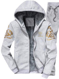 Men's Winter Warm Fleece Lined Tracksuit Hoodie Set