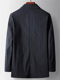 Men's Autumn Simple Solid Color Lapel Button Up Long Sleeve Trench Coat