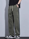 Casual Loose Fit Side Stripe Straight Leg Pants for Men