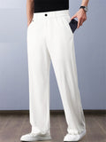 Men Ice Silk Breathable Quick Dry Zip Straight Leg Casual Pants